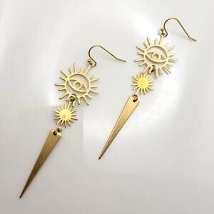Golden Evil Eye Spike Earrings